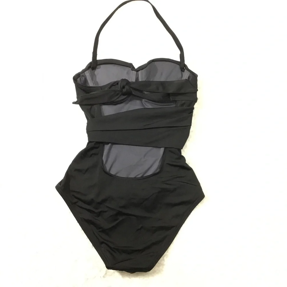 Victoria’s Secret Twist Bandeau Tie Back Retro One-piece Swimsuit Black 32A - Picture 7 of 16